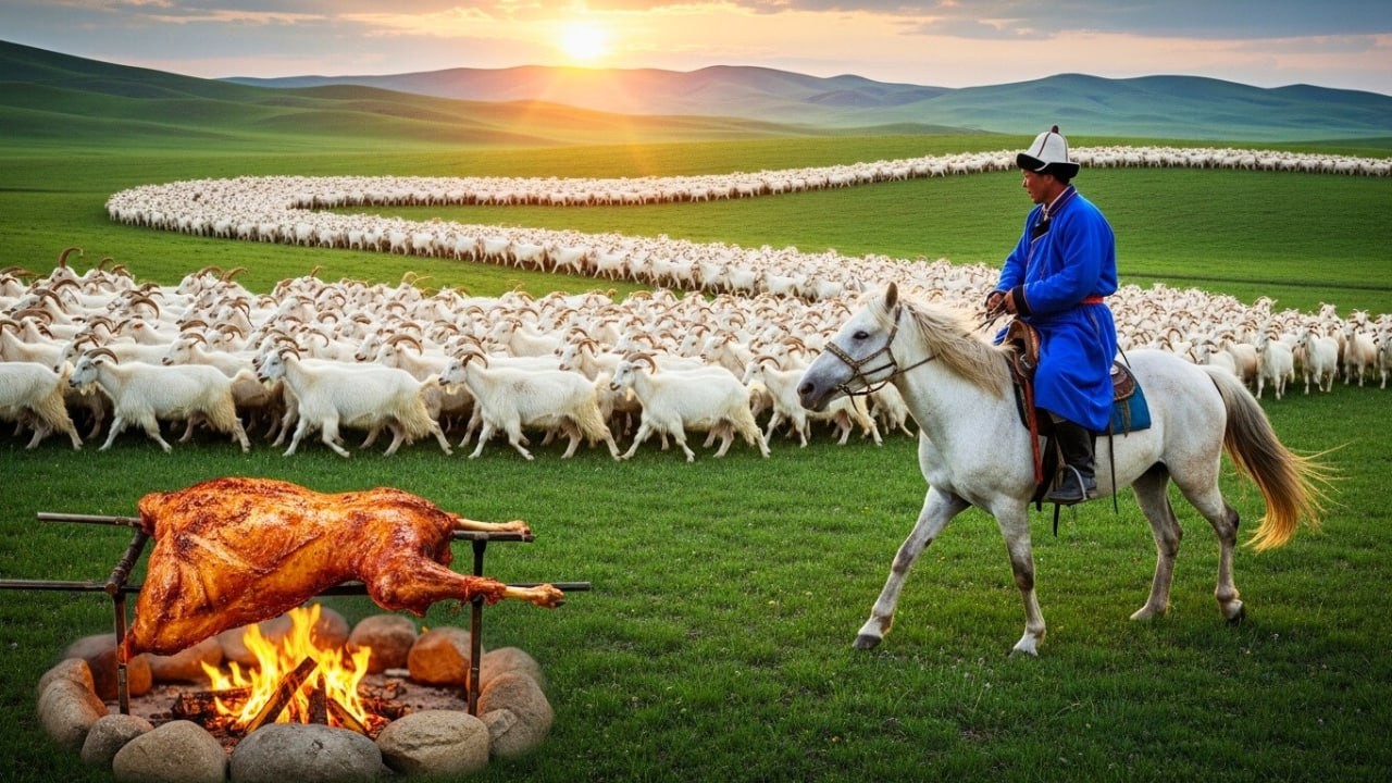 NOMAD LIFE A Full Mongolian Day Herding Long-Hai - YouTube