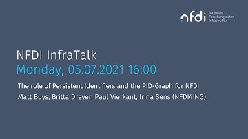 NFDI InfraTalk: The role of Persistent Identifiers and the PID-Graph for NFDI (5 July 2021)