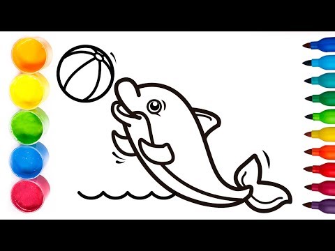 GLITTER ✨ Dibujamos un DELFÍN 🐬 Dibuja y colorea 💫 Coloring and Drawing