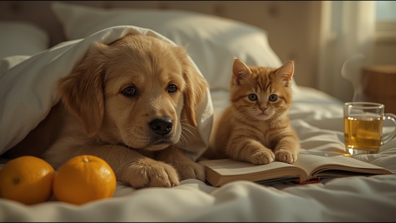 When Puppy Gets Sick… Kitten Brings Oranges and Reads a Book 🧡