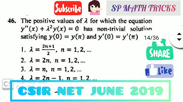 CSIR NET JUNE 2019 !!  ORDINARY DIFFERENTIAL EQUATIONS !!  PART B