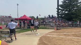Burke's Paige Bull throws 40-4.75 to win the Class B shot put state championship