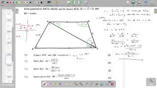 Grade 12 DoE - Limpopo JUNE 2025 Maths p2 Question 7: Trigonometry - 2D shapes