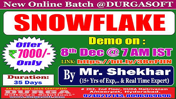 SNOWFLAKE Online Training @ DURGASOFT