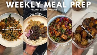 meal prep with me (vegan/plantbased) episode 8 | jerk lentils, rose & pistachio chia pudding, orzo