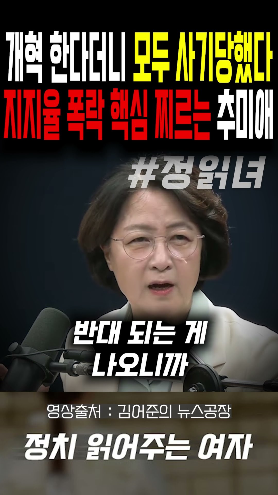 개혁 한다더니 모두 사기당했다...'지지율 폭락' 핵심 찌르는 추미애 — 정치 읽어주는 여자