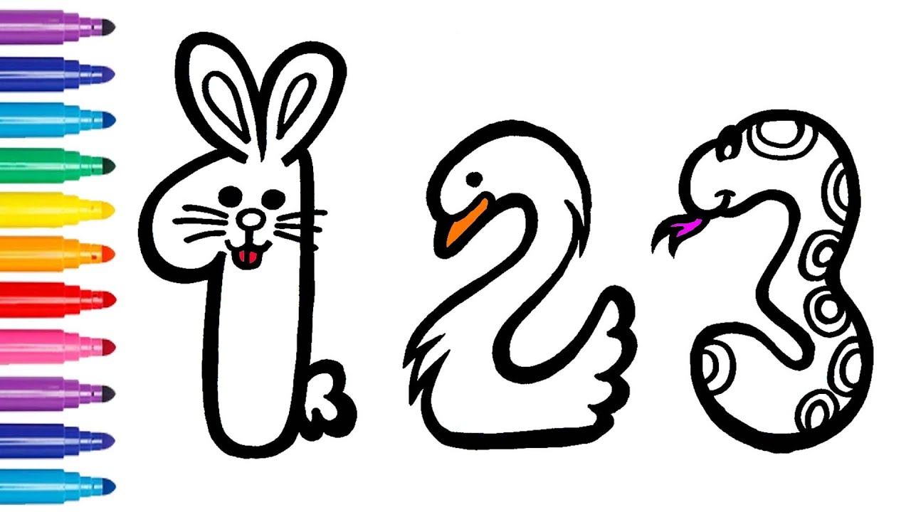 How to Draw Animals From Numbers - YouTube
