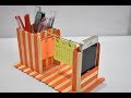 How to make homemade pen and mobile phone stand with popsicle sticks or ice cream sticks craft