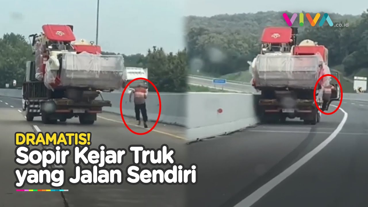Nontonnya Tegang! Aksi Dramatis Seorang Sopir Kejar Truk yang Hilang Kendali