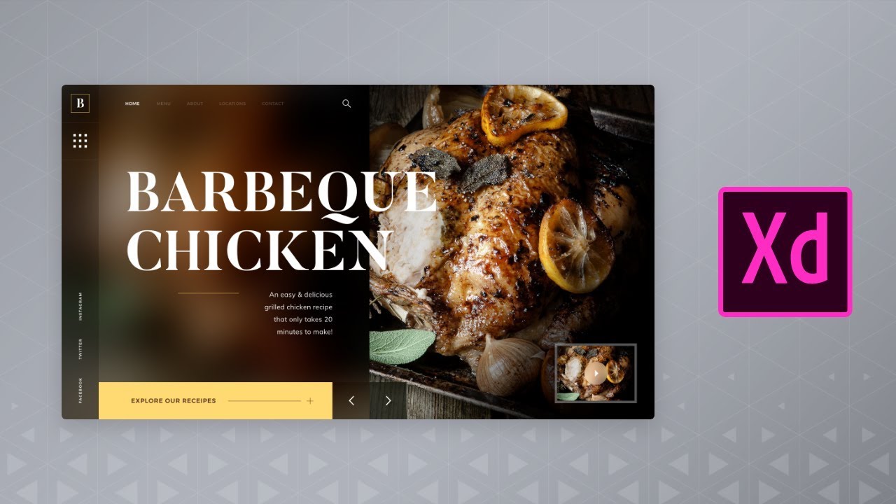Barbeque Chicken Web UI in Adobe XD - Speed Art Tutorial - YouTube