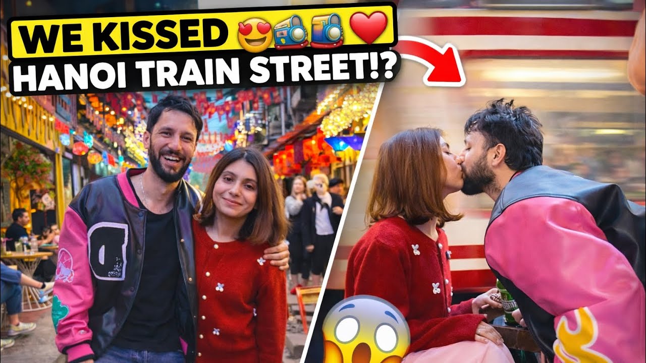 💋🚆 We Kissed While the Train Passed | Craziest Train Street Hanoi Experience!