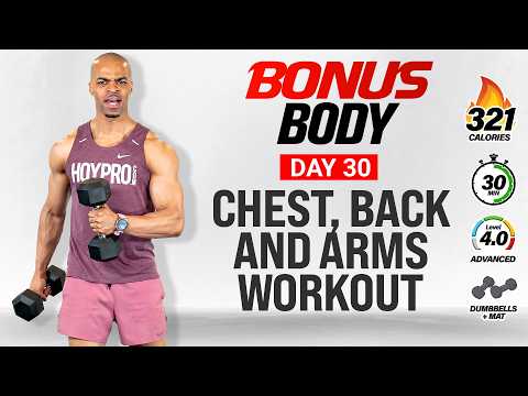 BUSY BODY Day 30 - 30 Minute Upper Body | Chest, Back & Arms Workout Music