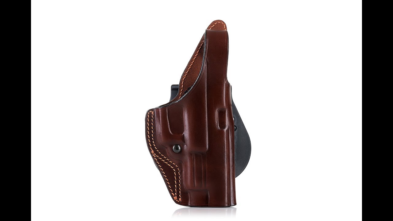 Product video Paddle OWB Open Barrel Leather Belt Holster with Thumb Break