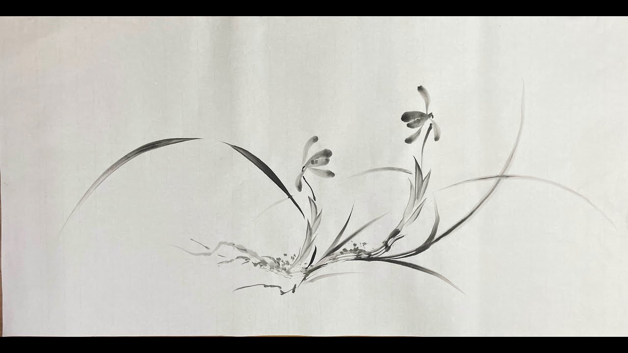 Sumi-e: How to paint Orchid in Japanese ink painting by Tohun