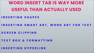 Why Insert Tab is Unique : Inserting shape / Smart-Art / Word Art / Screen Clipping In MS Word