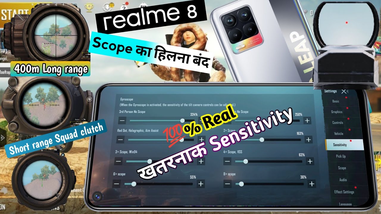 Realme 8 No Recoil Sensitivity Setting PUBG mobile. Best sensitivity for realme 8