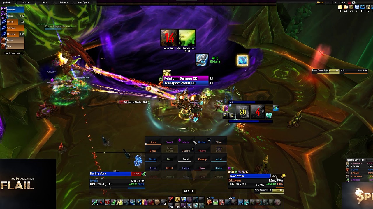 Spike Flail vs. Mythic Portal Keeper Hasabel - Resto Shaman POV