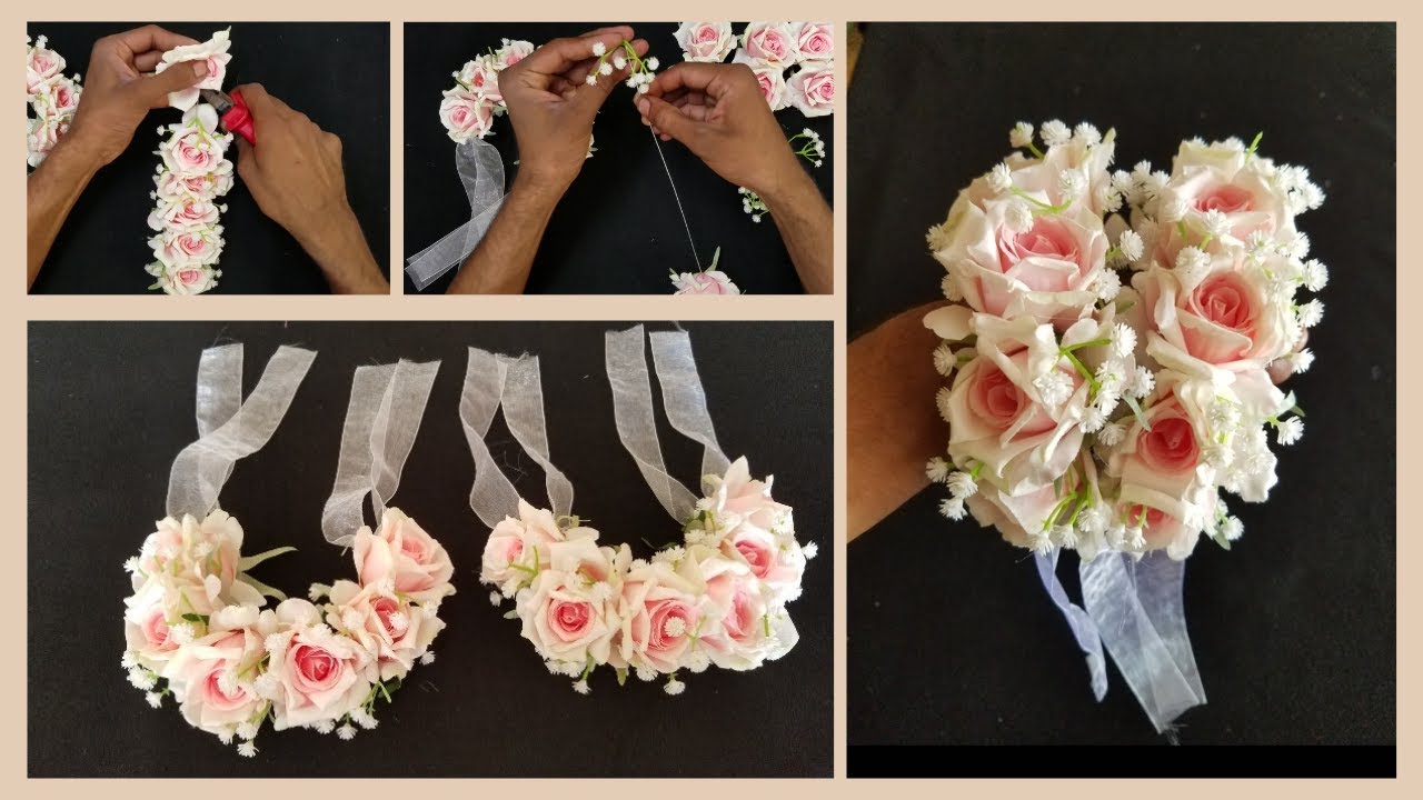 How To Make Hair Crown With Artificial Flowers Pink Roses and