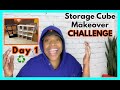 Dumpster Diving:Turning Trash Into Treasure | Storage Cube Make Over CHALLENGE | DAY 1| Repurposing
