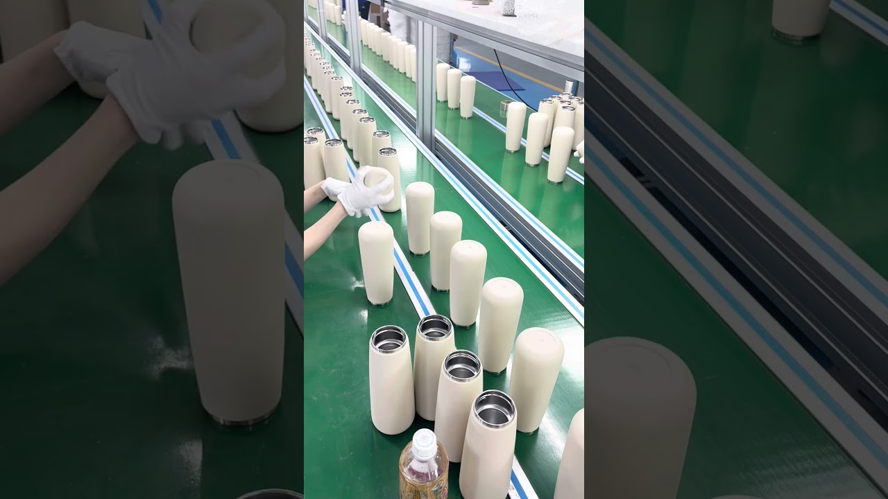 Stainless steel Water bottle ,customize beige powder coating colos | Live Production 