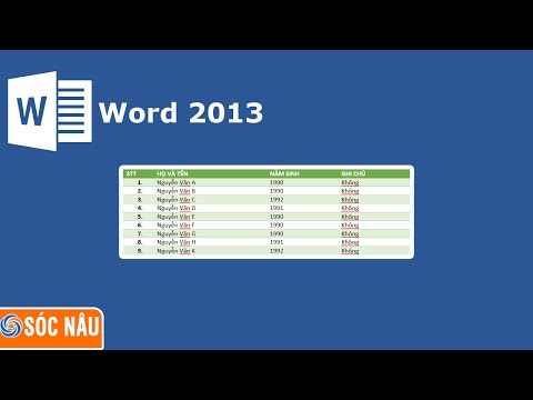 Cách tạo bảng trong Word 2013