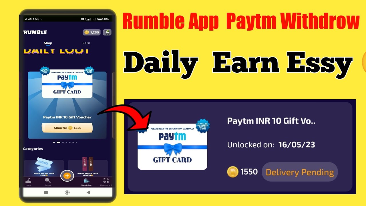 Daily online earning app Rumble app Withdrow kaise kare Paytm Cash