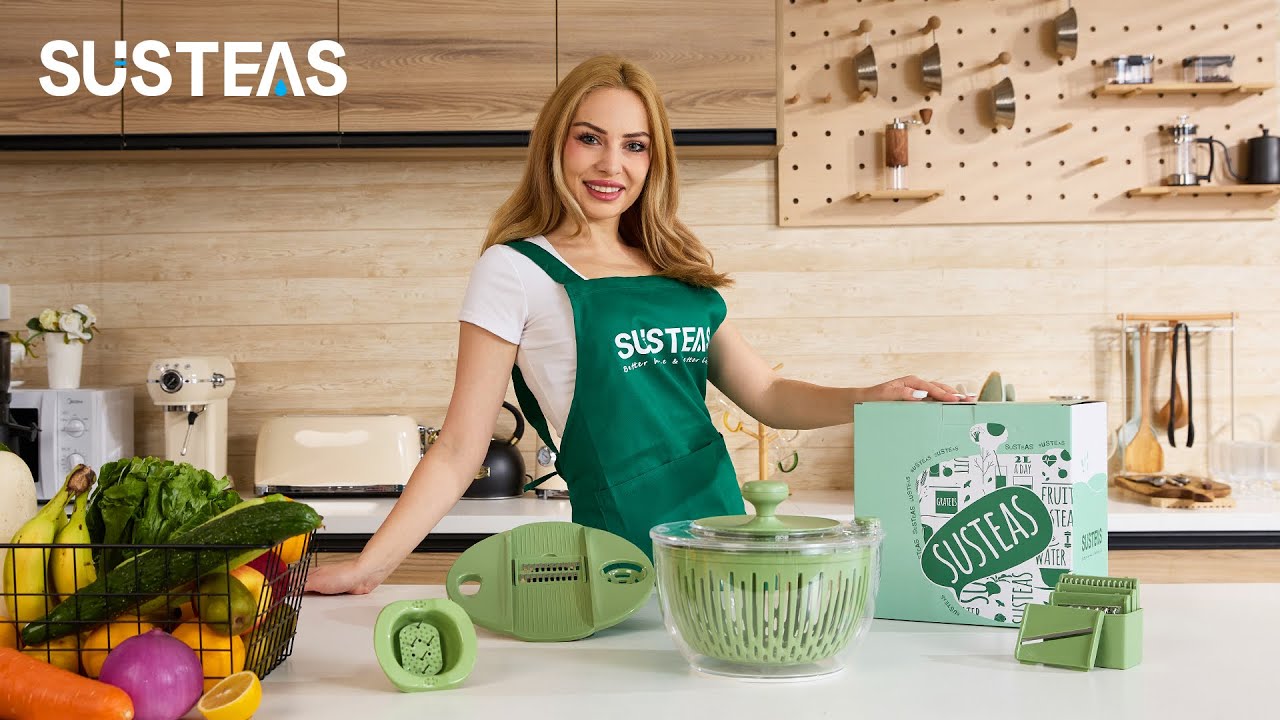 SUSTEAS Salad Spinner Large, Vegetables Wash Bowl, Fruits & Herb& Pasta Lettuce Dryer