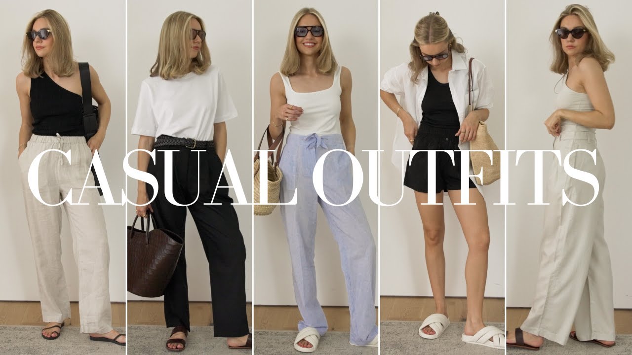 CASUAL SUMMER OUTFIT IDEAS USING BASICS - YouTube