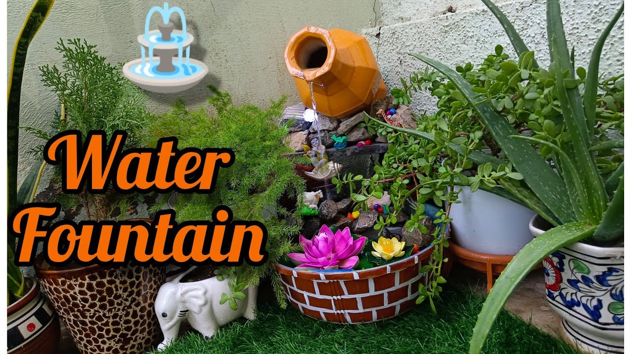 Diy water fountain ⛲बालकनी गार्डन🪴🌺 मे वाटर फाउंटेन⛲ कैसे बनाएंeasy