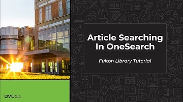 Article Searching in OneSearch