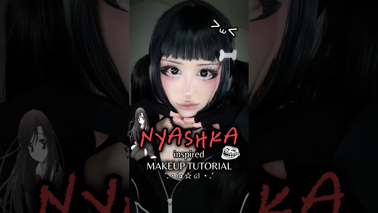 How to Do Russia’s Most CONTROVERSIAL Makeup Style…(NYASHKA🖤🇷🇺) #makeuptutorial #nyashka #russia