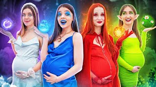 Four Elements Are Pregnant! Fire, Water, Air, and Earth Girls in a Regular School!