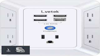 5 Outlet Extender Multi Plug Wall Outlets with 4 USB Charging Ports