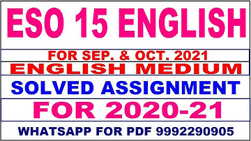 ESO 15 Solved Assignment 2020-21 in English Pdf @20rs 9992290905.  .