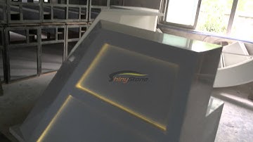 Z-shaped corian solid surface reception desk