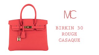 Hermes Birkin 30 Bag Rouge Casaque Epsom Gold Hardware • MIGHTYCHIC • 