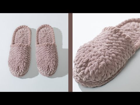 Alize Velluto ile Ev Terliği / Home Slippers with Alize Velluto / Домашние Тапочки