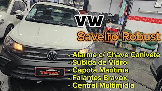 Central Multimidia VW Saveiro OKAMI OK8S 4G Carplay/AndroidAuto + Capota Marítima + Subida de vidro