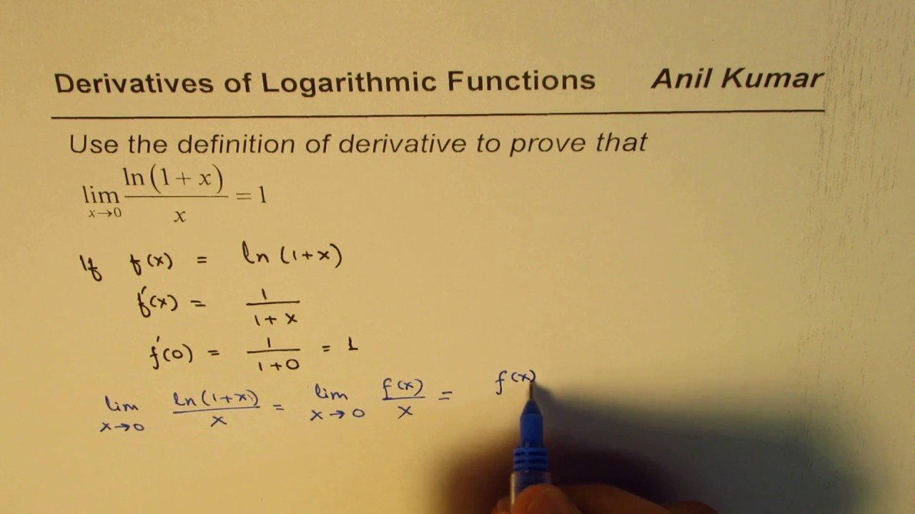 Definition Of Derivatives To Prove Limit Ln 1 X X 1 Youtube Definition Of Derivatives To Prove Limit Ln 1 X X 1 Youtube