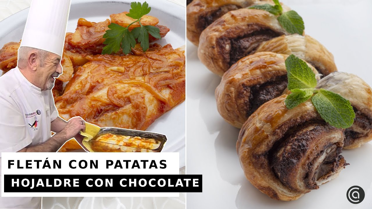 Fletán al horno con patatas - Espiga de hojaldre con chocolate // Karlos Arguiñano