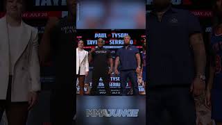 Mike Tyson, Jake Paul have a fun faceoff. Who you taking in this fight? #miketyson or #jakepaul