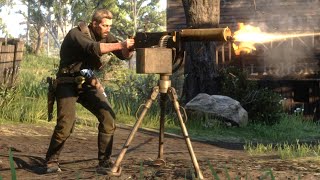 Maxim Machine Gun Destroys Town In RDR2 #rdr2 #reddeadredemption