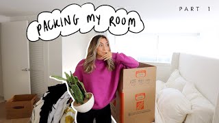 MOVING VLOG #1! packing up my bedroom &amp; clothes