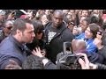 Really crazy  rihanna almost crushed by a sea of fans while entering her hotel in paris 