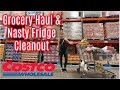 Nasty fridge cleanout  costco grocery haul with prices went for an eye exam stayed for the food