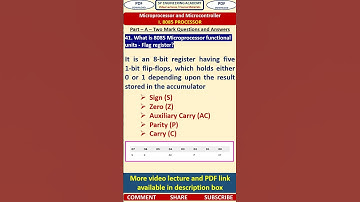 41MP - Microprocessor - 8085 Microprocessor Functional Units - Flag register