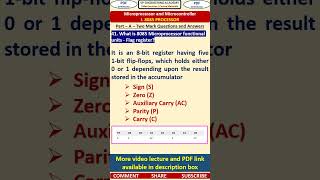 41MP - Microprocessor - 8085 Microprocessor Functional Units - Flag register