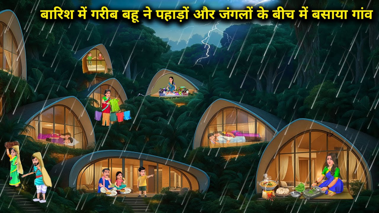 बारिश में गरीब बहू ने पहाड़ों और जंगलों के बीच बने खाई में बसाया गांव | Hindi cartoon stories |  
