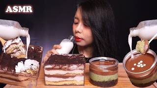 ASMR Tiramisu & Dubai Chocolate Brownies DESSERT BOX CAKE (Bittersweet by Najla) | Eating Sounds