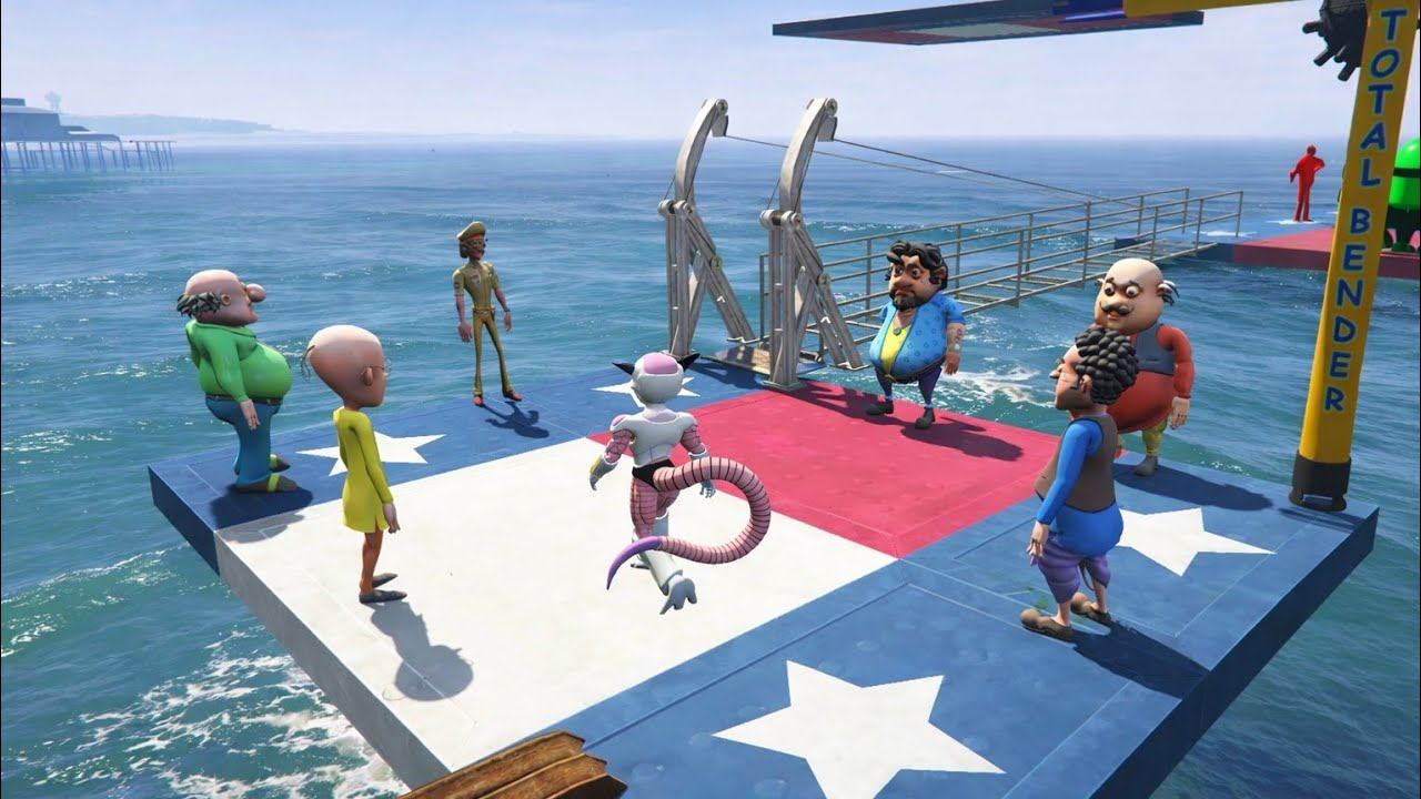 Freeza Vs Motu Patlu Team Funny Ragdoll Jump || Gamezo Gta5 #gta 